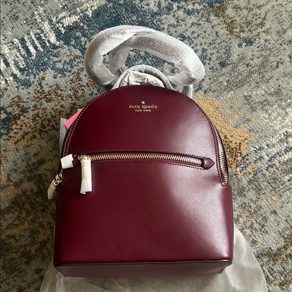 NWT Kate Spade Red Backpack Dome-Shaped Leather